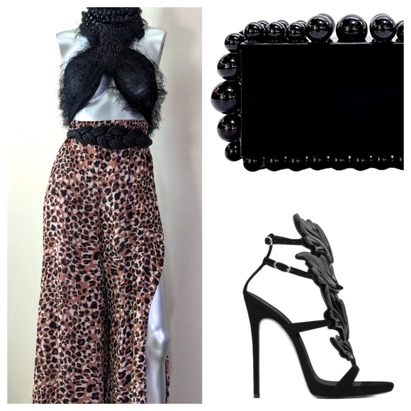 "WHIMSICAL" Pull On Elastic @ Waistline Pom Pom Detail Bohemian Palazzo Pants - Picture 3 of 14